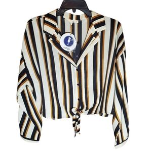 NWT Le Lis Women's Striped Button Down Blouse